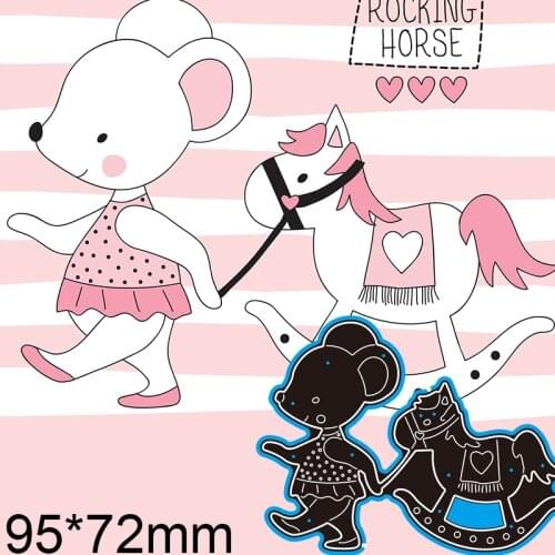 New Metal Cutting Dies Scrapbooking Mouse Leads the Trojan Horse DIY Album Paper Craft Embossing Stencil Decoration 95*72mm