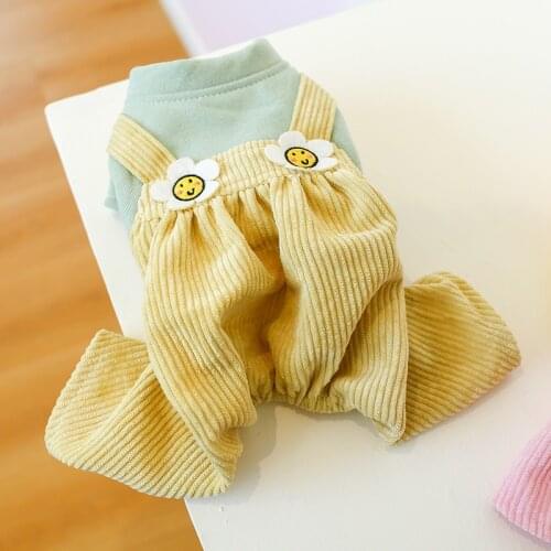 Sun Flower Dog Clothes Winter Cute Dog Costumes Puppy Cat Clothing Chihuahua Jumpsuits Pet Clothes Sweet Bichon Pajamas