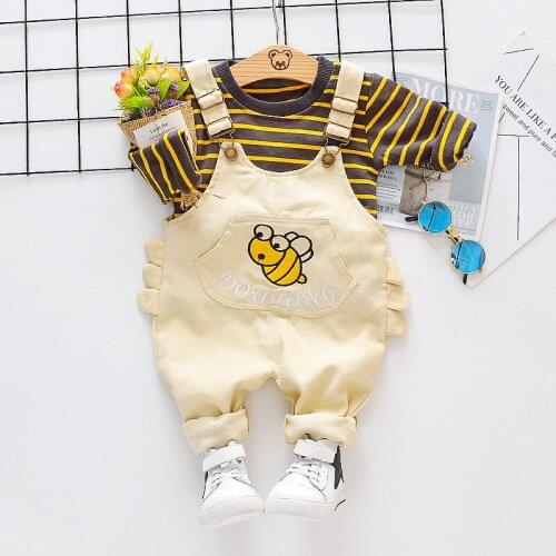 Autumn Spring Boys Clothing Sets Toddler Cotton Cartoon T-shirt+bib Pants 2pcs Suits For Baby Boys Tracksuits Infant Clothes