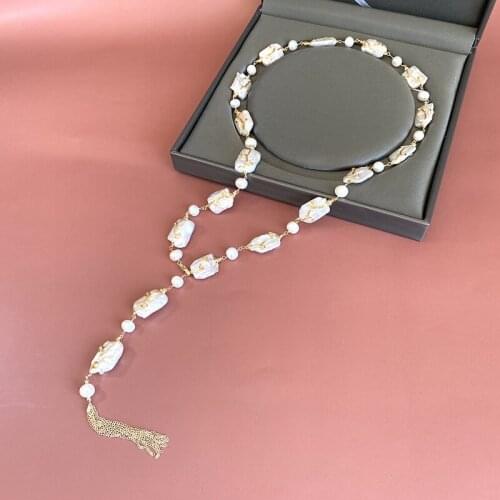 Handmade Natural Fresh Water White Baroque Pearls Pendant Necklace For Wedding Gifts Womens Vintage Fine Jewellery Accessories