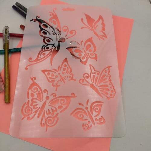 Butterfly flying plastic mold shield DIY cake scrapbook stencils hollow Embellishments printing lace ruler Valentines Day