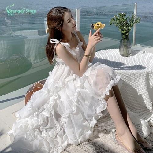 2021 Summer Dresses Slip Dress Women Kawaii Clothes Elegant White Womens Clothing Cottagecore Harajuku Wedding Sundresses