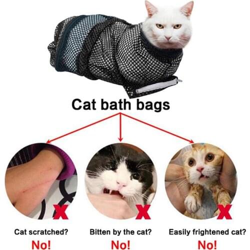 Useful Mesh Cat Grooming Bath Bag Cat Supplies Washing Bags For Pet Bathing Nail Trimming Injecting Anti Scratch Bite Restraint