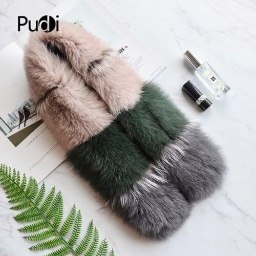 Pudi SF822 Genuine Fox Fur Scarf Wrap Shawl New Patchwork Real Fox Fur Pashmina Scarves Shawls Wraps Grey Silver Fox