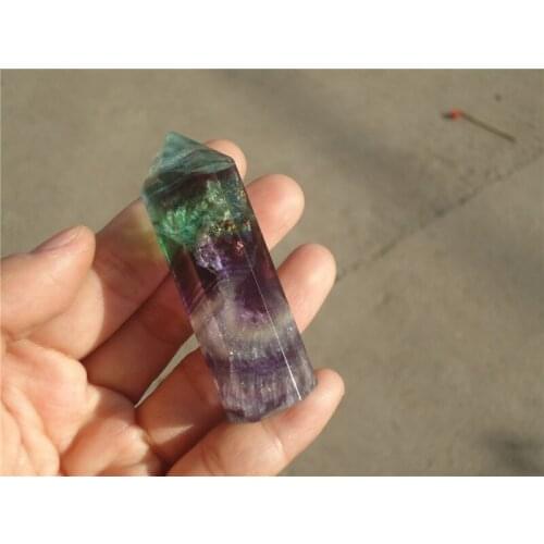 Rainbow NATURAL COLORFUL FLUORITE QUARTZ CRYSTAL WAND POINT HEALING