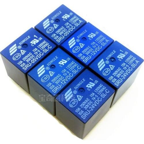Power relays SRU-05VDC-SL-C SRU-12VDC-SL-C SRU-24VDC-SL-C 5V 12V 24V T70 10A 5PIN