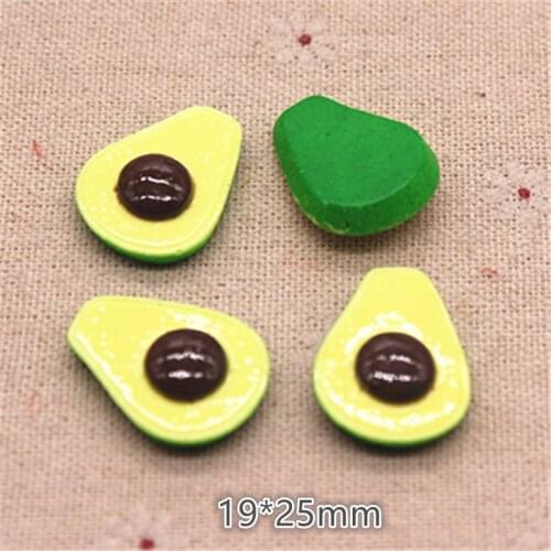 10pcs 19*25mm Cute Resin Simulation Fruit Avocado Flatback Cabochon Food Art DIY Hair Clip Decoration