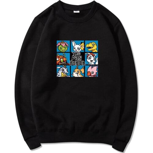 Japanese Anime Digimon Sweatshirt Autumn and winteNew round neck Sweatshirt Street loose print crew neck sweatshirt men