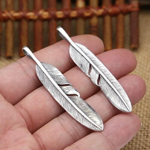 S925 Sterling Silver Jewelry Vintage Retro Thai Silver Takahashi Simple Feather Fashion Men And Women Pendants