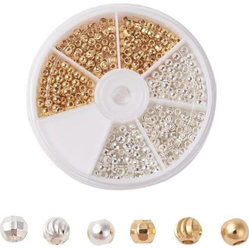 1Box Spacer Beads Brass Corrugated Metal Beads for DIY Jewelry Making Necklaces Bracelets Mixed Color 8.3x1.2cm