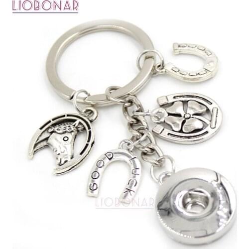 1PC Horseshoe Key Chain Handbag Charm Good Luck Horse Shoe Snap Keychain Key Ring for Men Women Gifts 18mm Snap Jewelry