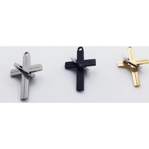 10pcs/Lot Stainless Steel Mirror Polish Cross Charms Pendant for DIY Jewelry Making Necklaces Accessoreis 23*26mm