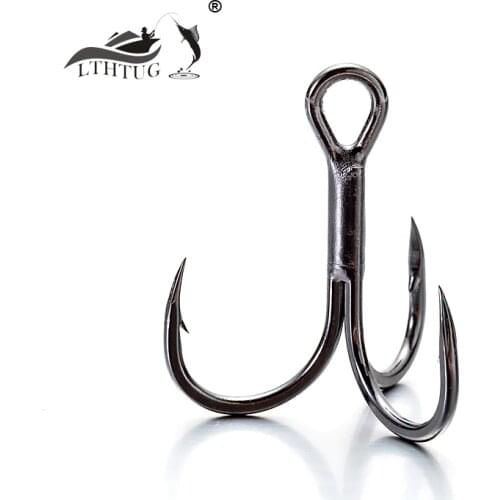 15pcs/lot LTHTUG Black Nickle Color Treble Hook High Strength Hooks High-Carbon Steel Saltwater Sea Fishing Hook