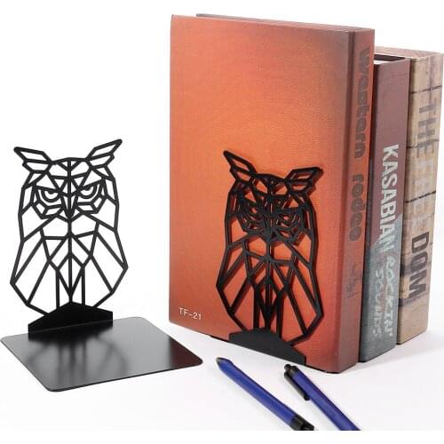 2pcs Cartoon Animal Owl Shaped Metal Bookends Iron Support Holder Desk Stands Student Stationery Non-slip Magazine File Holder