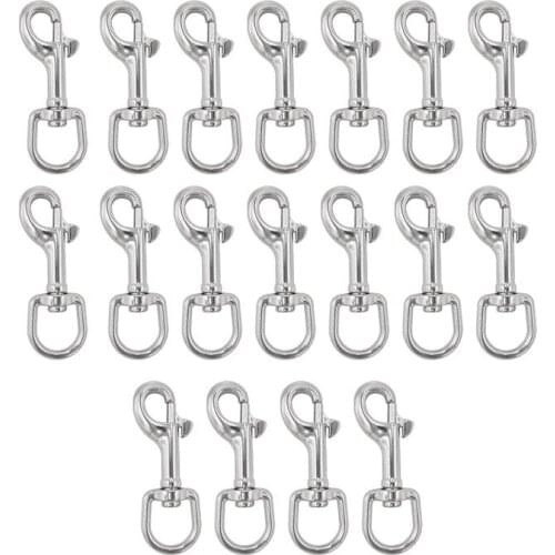20Pcs Swivel Eye Bolt Snap Hook, Stainless Steel 316 Single Ended Trigger 73mm Snap Clips for Diving/Pet Leash/Key Chain/Flag