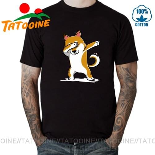 2018 cool Summer funny Dabbing Shiba Inu T Shirt dog lover Tee Short Sleeve 100% Eco Cotton Animal printed Dab Shiba Inu T-shirt