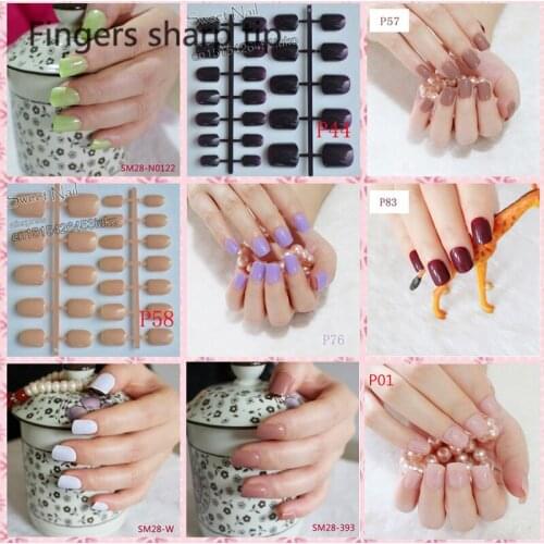 2020 fashion beautiful candy color Nail finished fake nails short paragraph 24pcs 9 color Optional