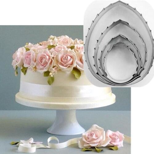 4Pcs/Lot Fondant Cake Decoration Rose Leaf cutter gum paste flower Cutter Stainless steel peony cutter Set