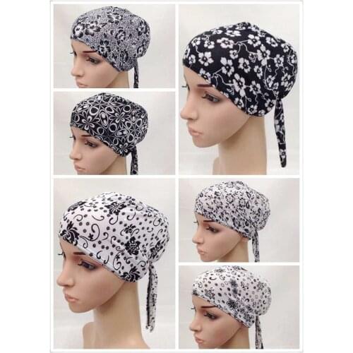 50 pieces/lot) jersey print tie back muslim underscarf,hijab caps assorted colors ML0107