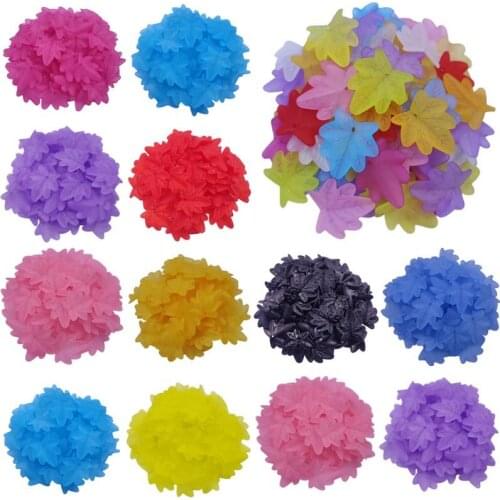 50PCS Transparent Big Leaf Maple leaves DIY Accessories Handing Craft For Jewelry Making Candy Color