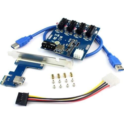 PCIe 1x to 4 PCIe 1x Adapter Converter PCI Express Riser Card Extender Multiplier for BTC ETH LTC Cryptocurrency Miner Mining