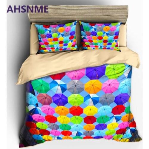 AHSNME Customizable Pattern Bedding set Pattern of many colorful umbrellas in Quilt Cover High-definition Print Home Textiles