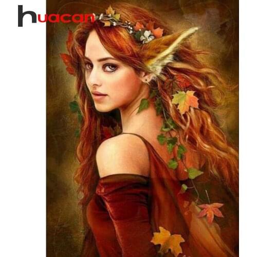 Huacan Diamond Mosaic Fairy Girl Full Layout Diamond Embroidery Portrait With Square Home Decoration Diamond Painting Gift