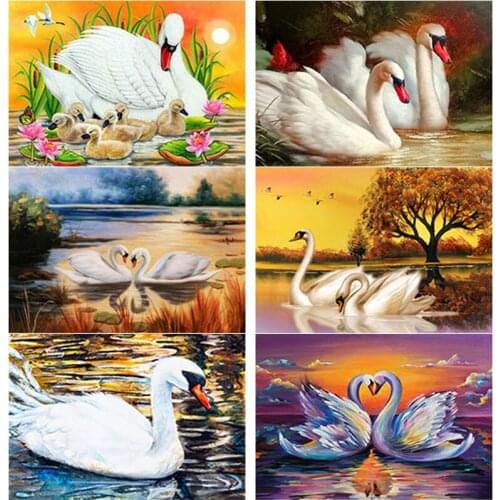 New 5D DIY Diamond Painting Animal Cross Stitch Swan Lake Diamond Embroidery Full Square Round Drill Home Decor Manual Art Gift