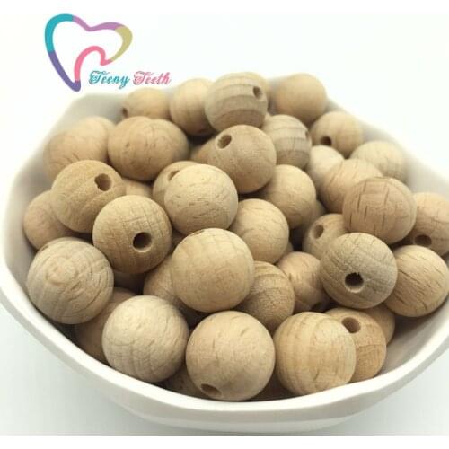 Teeny Teeth 100 pcs Natural Beech Wood Round Dia 16 mm Beads,Beech wood Loose Beads,Natural Wood Dia 16 mm Round Beech Beads
