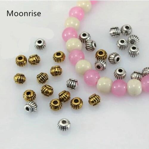 30Pcs 5mm Tibetan Antique Silver/Gold Plated Tiny Ball Spacer Beads Metal Loose Beads For Jewelry Makings HK125