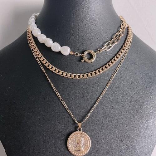 Free Shipping Handmade Unique Creativity Alloy Tag Cross Sweater Chain Fashion Simple Religion Madonna Multilayer Pearl Necklace