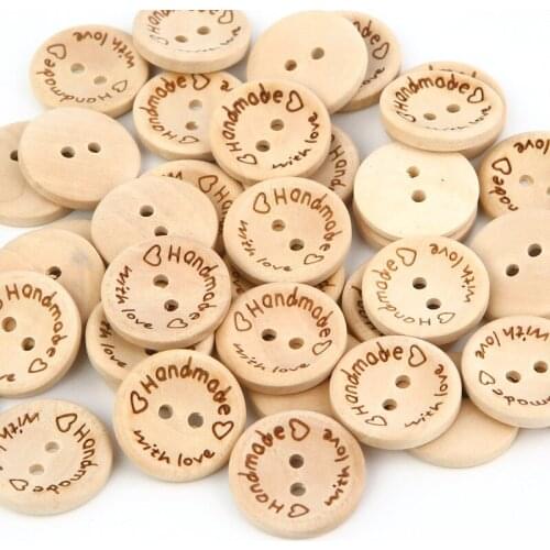 50Pcs Natural Color Wooden Buttons Handmade Letter Love Scrapbooking For Decor Sewing Accessories DIY baby apparel accessories