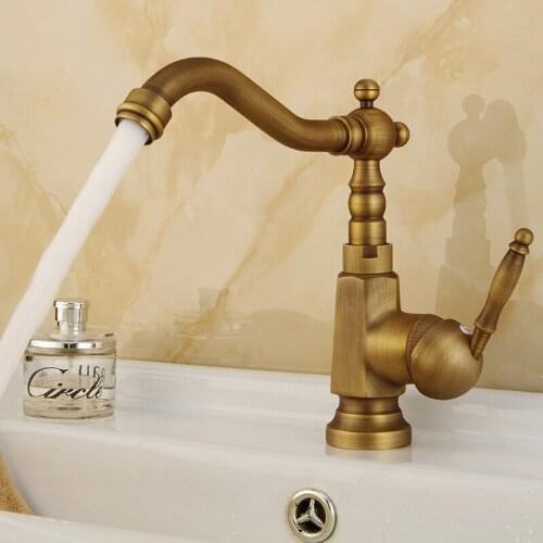 European All Copper Kitchen Faucet Kitchen Cabinet With Ancient Kitchen Dishes Can Rotate Ancient Antique Tap