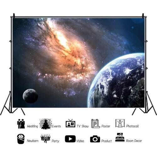 Universe Galaxy Earth Science Fiction Photography Background Decor Birthday Party Photocall Backdrop for Photo Studio