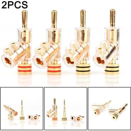 Hi-End Pure Copper Gold Plated Self-Locking Speaker Cable Banana Plug Connector Audio Amplifier Y-Shaped Gun Type Banana Adapter