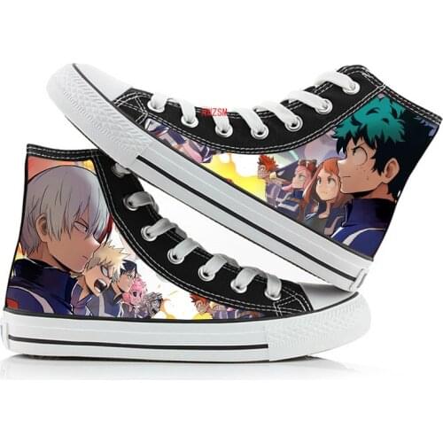 Anime print Canvas Shoes Design Anime My Hero Academia Midoriya Izuku High Top Canvas Sneakers Casual Shoes