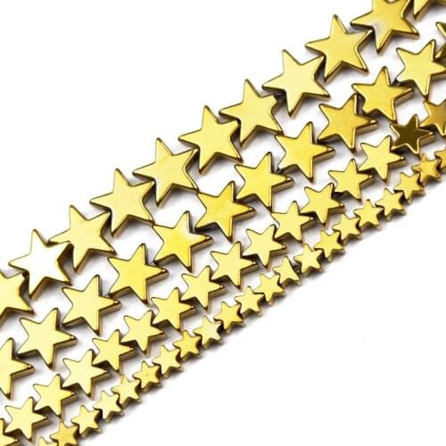 JHNBY 4/6/8/10mm Golden Five-Pointed Star Hematite Natural Stone Spacers Loose Beads For Jewelry Bracelets Making DIY Findings