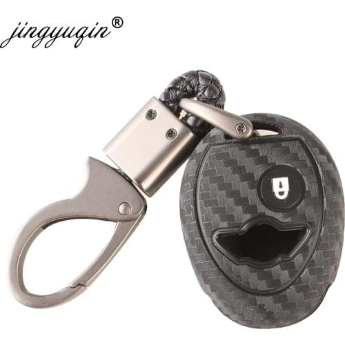 Jingyuqin 10X Silicone Car Key Case Protector Fob For BMW Mini Cooper R50 R53 1 Button Carbon Key Cover Car Styling Accessories
