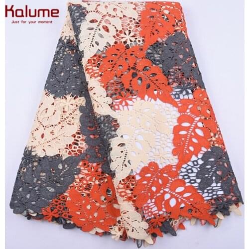 Kalume New Listing African Guipure Cord Lace Fabric Embroidery Nigerian Water Soluble Cord Lace For Wedding Party Cord Lace 2048