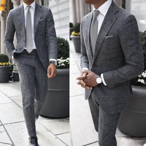 Handsome Men Tuxedos Custom Made Notched Lapel Suits Daily Smart Casual Wedding Groomsmen Party Prom 2 Pieces Set