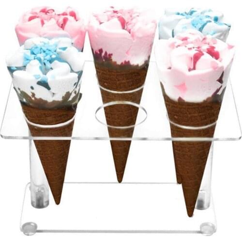 16-Hole Round Acrylic Cake Display Stand Ice Cream Cone Dessert Holder Display Storage Rack Party Shelf Cake Decorating Tool
