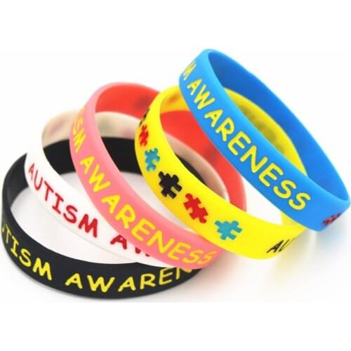 LUKENI 5PCS Colorful Autism Awareness Puzzle Silicone Wristbands Daily Reminder Puzzle Sillicone Rubber Bracelets&Bangles SH075