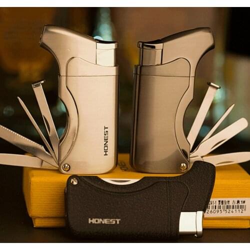 Hot style Honest Elbow multi-purpose pipe lighter Windproof butane Inflatable gas jet torch flame creative cigar igniter box