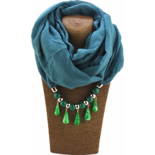 Fashion handkerchief chiffon hijab hair scarf solid color beads pendant ladies scarf jewelry necklace scarf free shipping