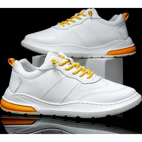Autumn/winter Men Shoes Casual Imitation Leather Flat Shoes Lace-up Low Top Male Sneakers White Shoes fashion Mens gym Shoes
