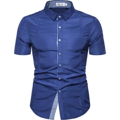 Men Shirts Short Sleeve Spring Summer Slim Fashion Business Office Work Daily Life Formal Casual Shirt White Black Royal Blue