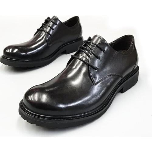 New Leather Quality Cowhide Mens Shoes Comfortable Office Lace-up Business Shoes Casual Leather Shoes Men Spring Autumn