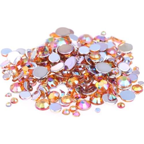 Newest Fashion Many Sizes Orange AB Color Acrylic Rhinestones Shoes Clothing Decorations Sparkling Nail Art Decorations