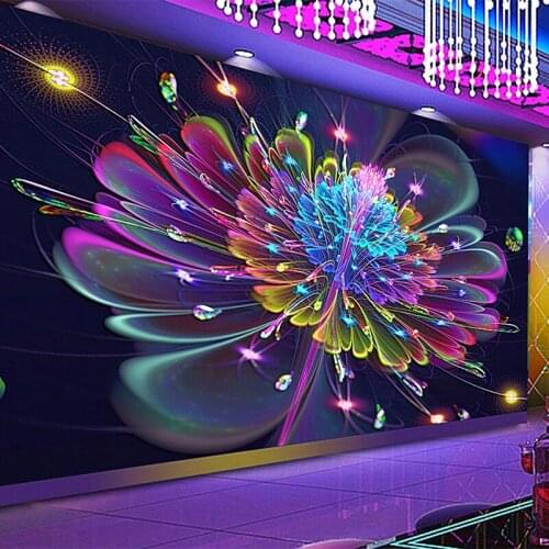 Custom Any Size Mural Wallpaper Modern Abstract Art Flowers Wallpaper 3D Colorful Bar KTV Background Wall Papers Papel De Parede
