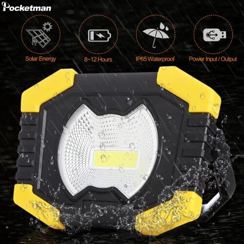 Portable Work Spotlignt Built-in 2400mAh Battery Solar energy Light USB Rechargeable Searchlight For Hunting Camping Latern